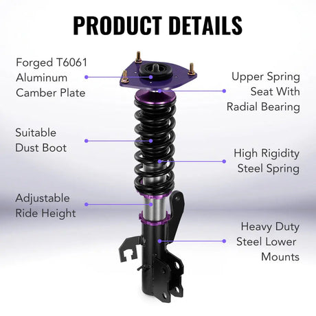 For 2007-2012 Nissan Versa Hatchback (C11) 32-way Adjustable Damping Coilover Shock Absorbers Struts Flashark