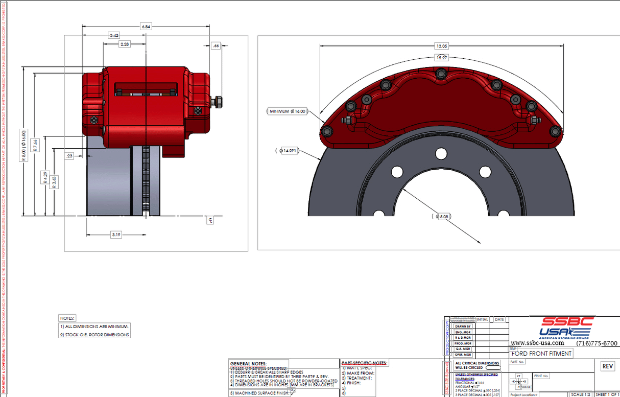 American Made 4 Wheel B8-Barbarian 8 Piston Direct Fit Billet Aluminum Big Brake Bundle. Clear A404-2223-BBB