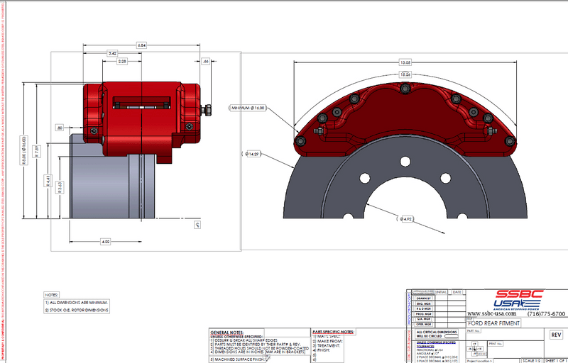 American Made B8-Barbarian 8 Piston Direct Fit Rear Caliper Upgrade Kit. Clear A404-23
