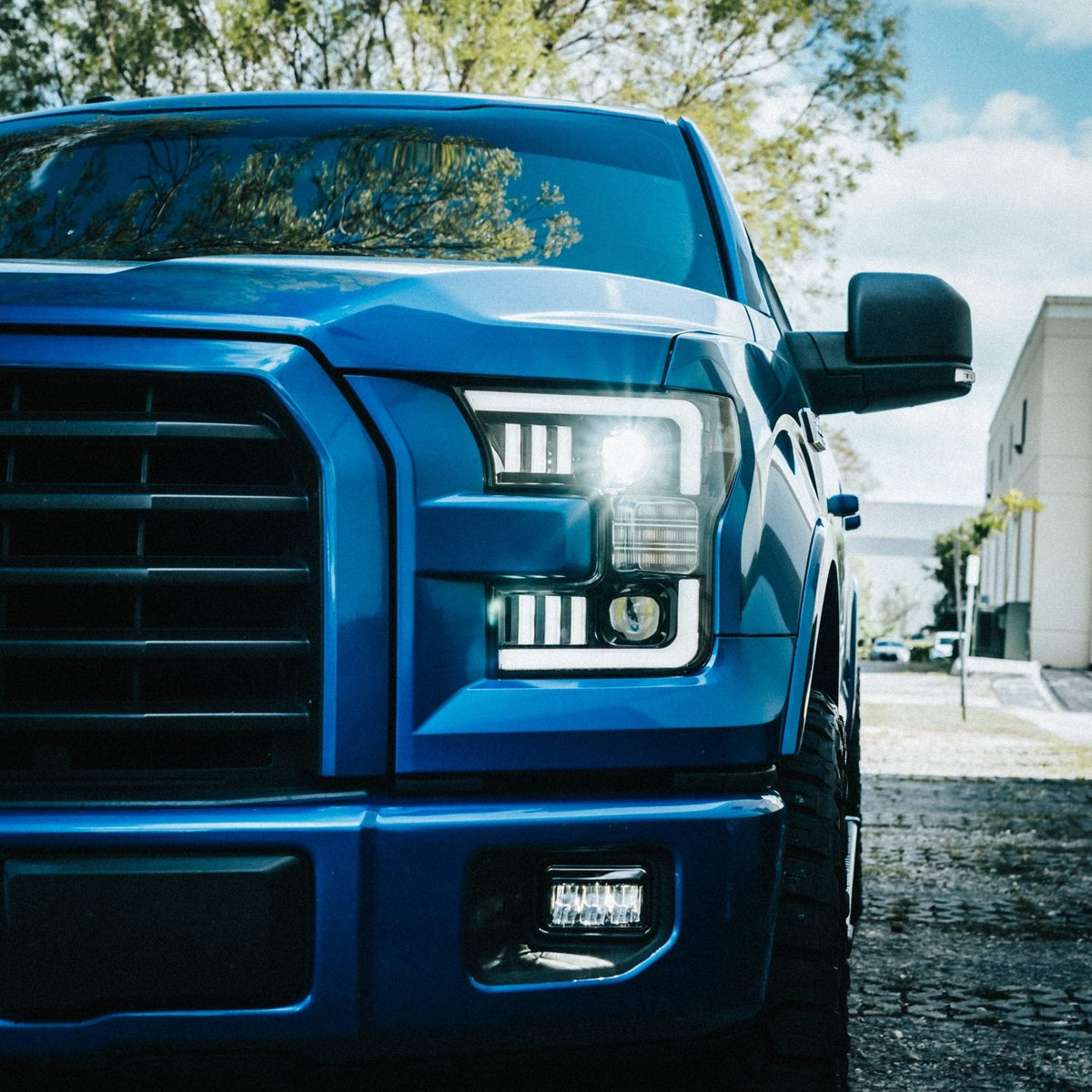 Ford F150 15-17 Projector Headlights Ultra High Power Smooth White OLED DRL (Replaces OEM Halogen Headlights) - Multiple Styles