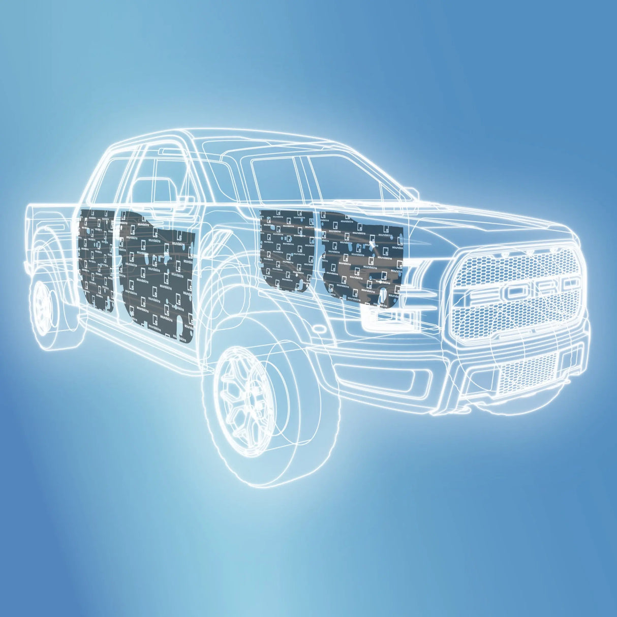 SoundSkins | 2021+ Ford Raptor 4-Door Sound Deadening Vehicle Specific Kit | SSK-RAP4DRV2 | 3 Layers (Acoustic Foam, Foil, Rubber Butyl), 30 sq ft SoundSkins Global