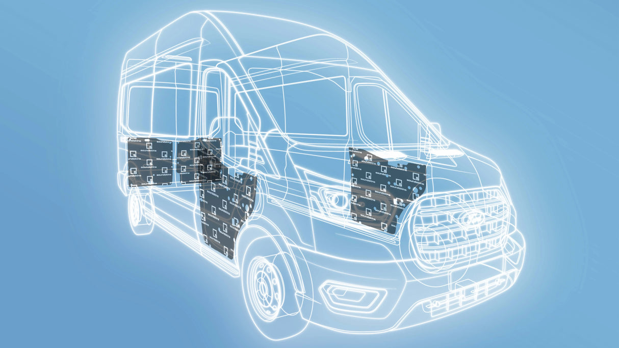 SoundSkins | 2015+ Ford Transit Front & Rear Doors 4 Pc Sound Deadening Vehicle Specific Kit | SSK-TRNST4DR | 3 Layers (Acoustic Foam, Foil, Rubber Butyl), 25.25 sq ft SoundSkins Global