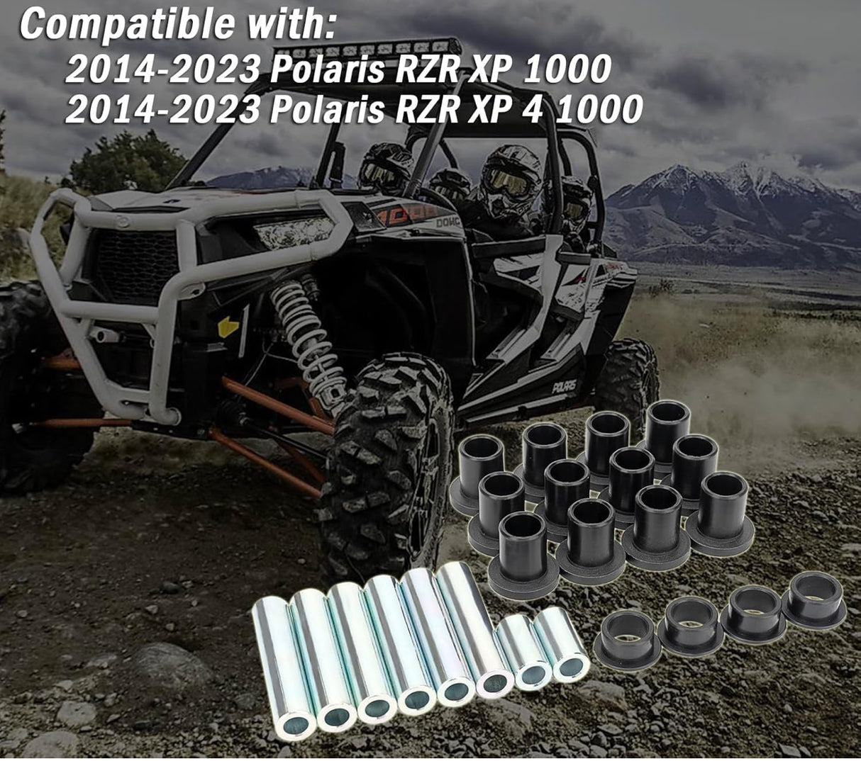Heavy Duty A-Arm UHMW Control Arms Bushing Kit Replacement for 2014+ Polaris RZR XP 1000, 2014+ Polaris RZR XP 4 1000, Replace AAB-P-RZR1K-001 AAB-P-RZR1K-002 CT-02