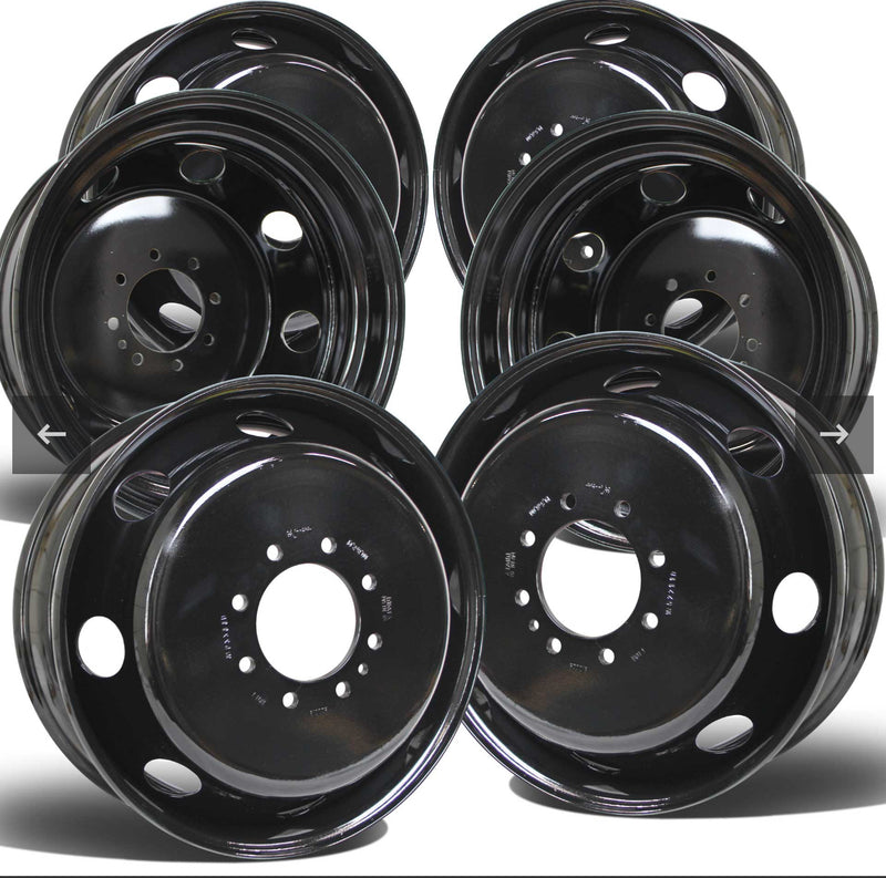 19.5x6.75 Set Of 6 8x200mm Black Steel Dodge Ram 3500 (2019-Present)