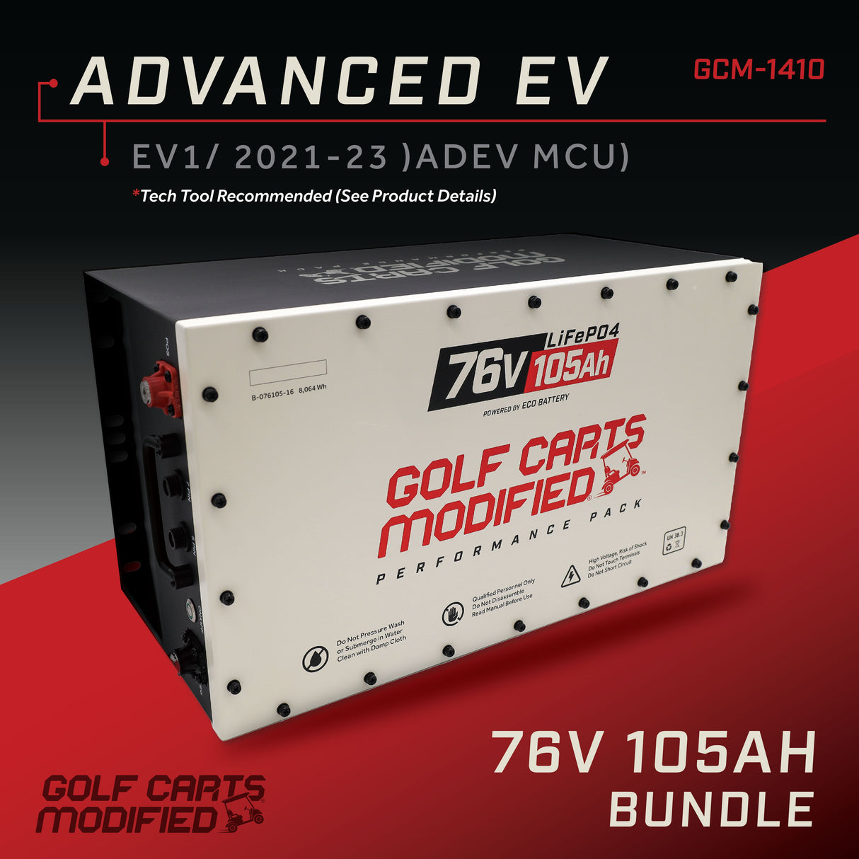 GCModified 76V 105AH Battery Bundle / Advanced EV EV1 / 2021-23 (ADEV MCU)