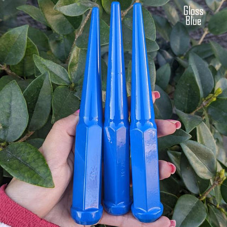 24 Pc 14x1.5 Spike Lug Nuts 6" Tall - Powder Coated - Various Colors