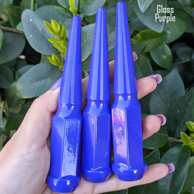 24 Pc 14x1.5 Spike Lug Nuts 4.5" Tall - Powder Coated - Various Colors