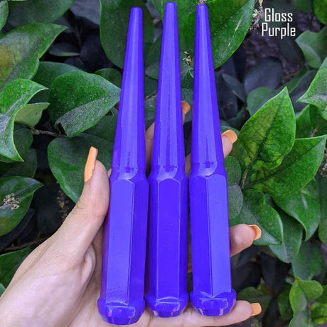 24 Pc 14x1.5 Spike Lug Nuts 6" Tall - Powder Coated - Various Colors