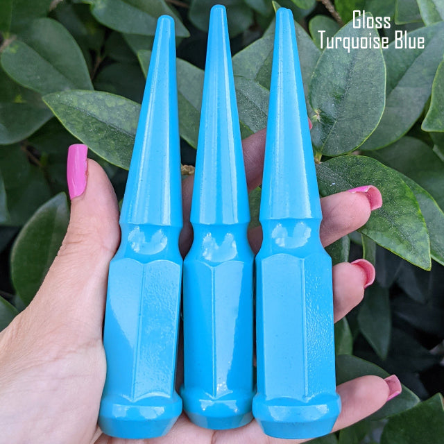 32 Pc 14x1.5 Spike Lug Nuts 4.5" Tall - Powder Coated - Various Colors