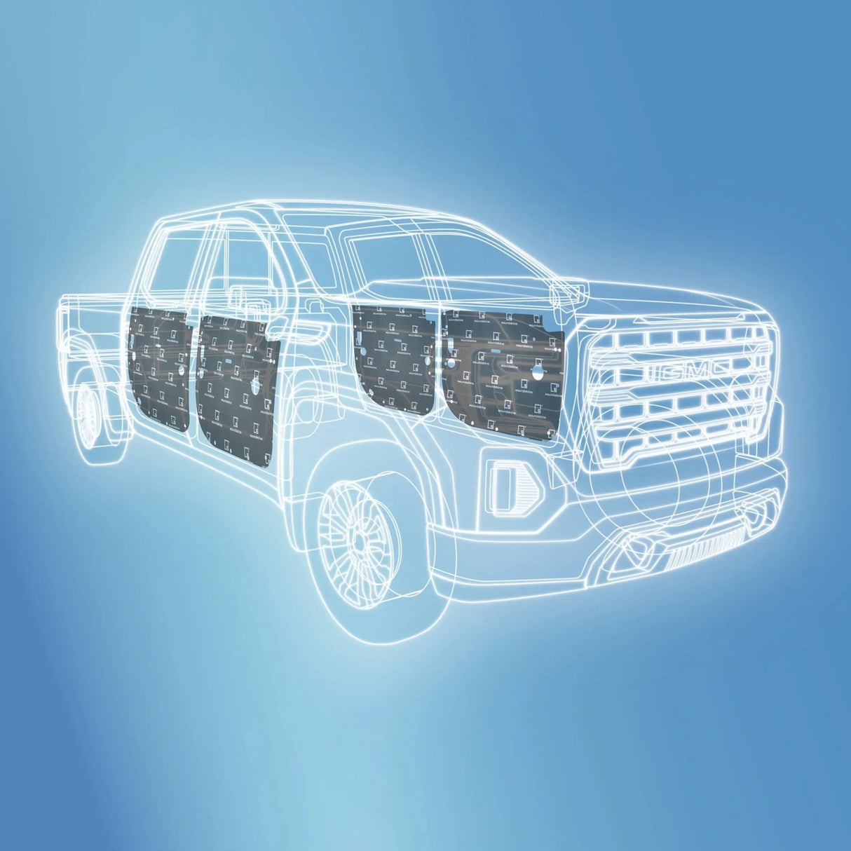 SoundSkins | 2014-2018 GMC Sierra 4 Door Sound Deadening Vehicle Specific Kit | SSK-SIER4DR | 3 Layers (Acoustic Foam, Foil, Rubber Butyl), 30 sq ft SoundSkins Global
