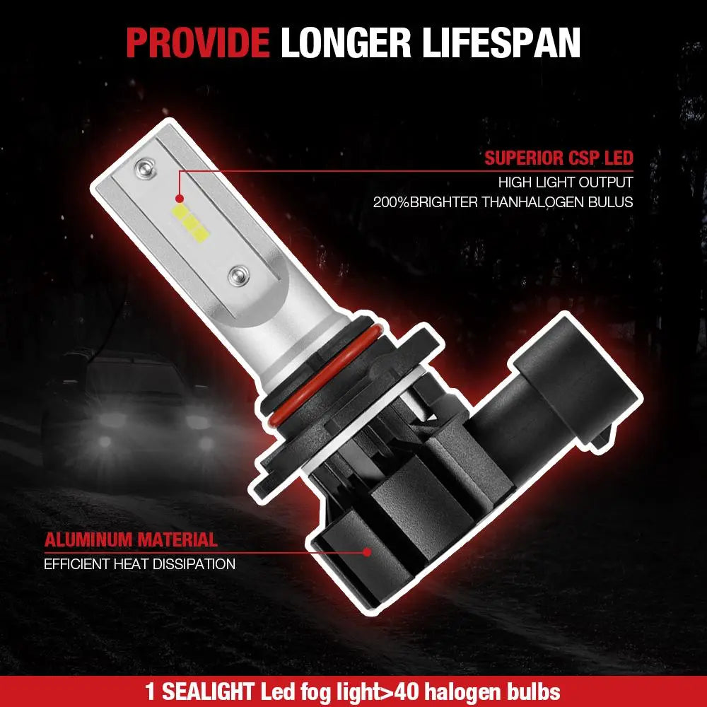 H10/9140/9145 LED Fog Lights Bulb 40W 6500K 6000LM White 2Pcs Flashark