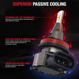 LF1 H11/H8/H16 LED Fog Light Bulbs 6000K 5500LM White 2Pcs Flashark