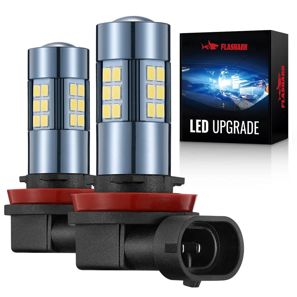 F1 H11/H8/H16 LED Fog Light Bulbs 6000K 4000LM White 2Pcs  for Toyota Camry, Honda Accord, and More Flashark