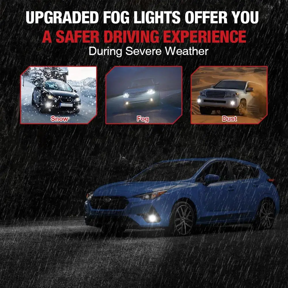 F1 H11/H8/H16 LED Fog Light Bulbs 6000K 4000LM White 2Pcs  for Toyota Camry, Honda Accord, and More
