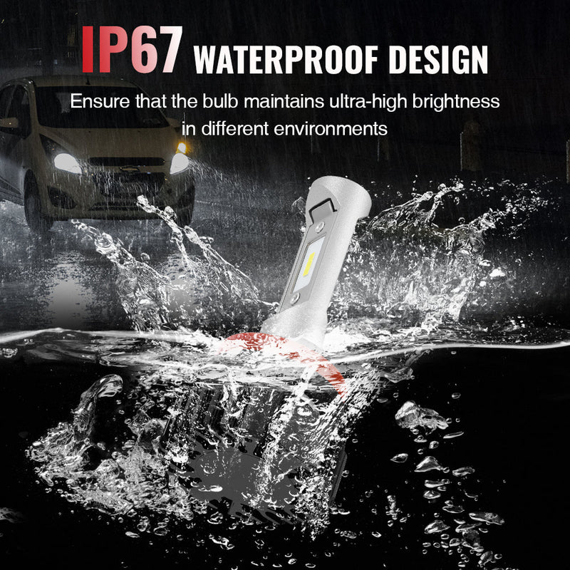 H11 9005 240W 6500K 14000LM White IP68 LED Headlight Bulbs 2Pcs Flashark