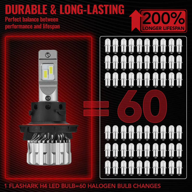 H13/9008 LED Headlight Bulbs 70W 6500K ‎‎18000LM White Dual-function 2Pcs for Chevrolet/Ford/GMC//BMV/Dodge/Honda/Nissan/Jeep Flashark