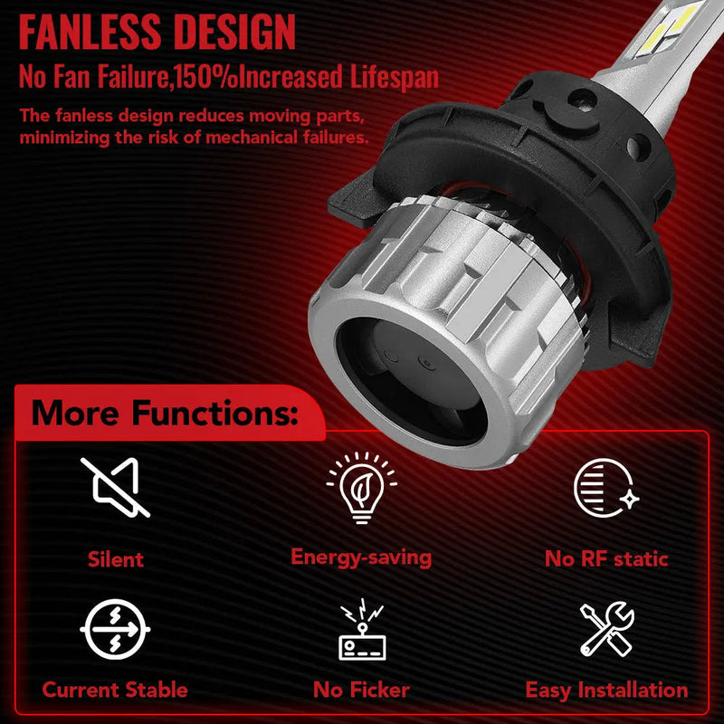 H13/9008 LED Headlight Bulbs 70W 6500K ‎‎18000LM White Dual-function 2Pcs for Chevrolet/Ford/GMC//BMV/Dodge/Honda/Nissan/Jeep Flashark