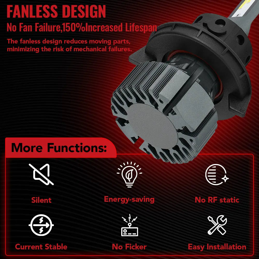 H13/9008 LED Headlight Bulbs 120W 6000K ‎‎14000LM White Dual-function 2Pcs for Chevrolet/Ford/GMC//BMV/Dodge/Honda/Nissan/Jeep Flashark