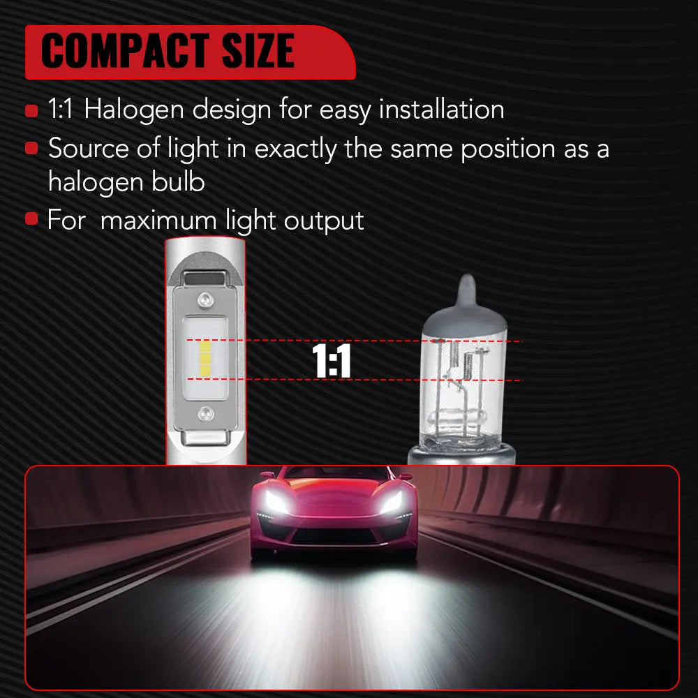 S7 9006/HB4 100W 6500K 22000LM White IP68 LED Headlight Bulbs 2Pcs