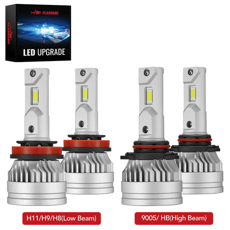 H11 9005 150W 6500K 28000LM White IP67 LED Headlight Bulbs 2 Pairs Flashark
