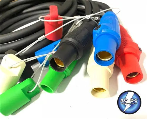 CAM LOCK 2/0 TYPE W Entertainment ,Generator Power Cables 5 CABLE SET WITH CAPS FFFMM TO PIGTAIL AC/DC WIRE AND SUPPLY