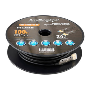 100Ft 8K Active Optical Fiber HDMI Cable (HDO-3D21R100-8K) Audiopipe