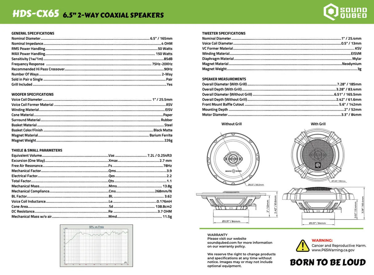 SoundQubed HDS Series 6.5-Inch Coaxial 2-Way Speakers