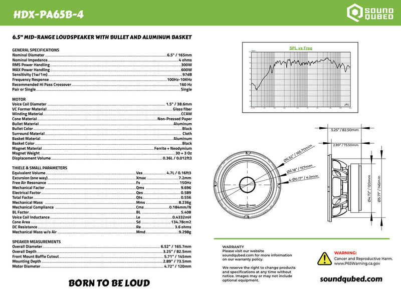SOUNDQUBED HDX Series Pro Audio Bullet 6.5" Speaker (single)