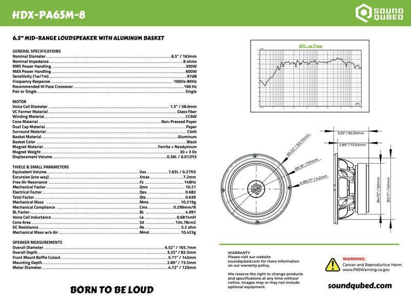 SOUNDQUBED HDX Series Pro Audio 6.5" Speaker (single)