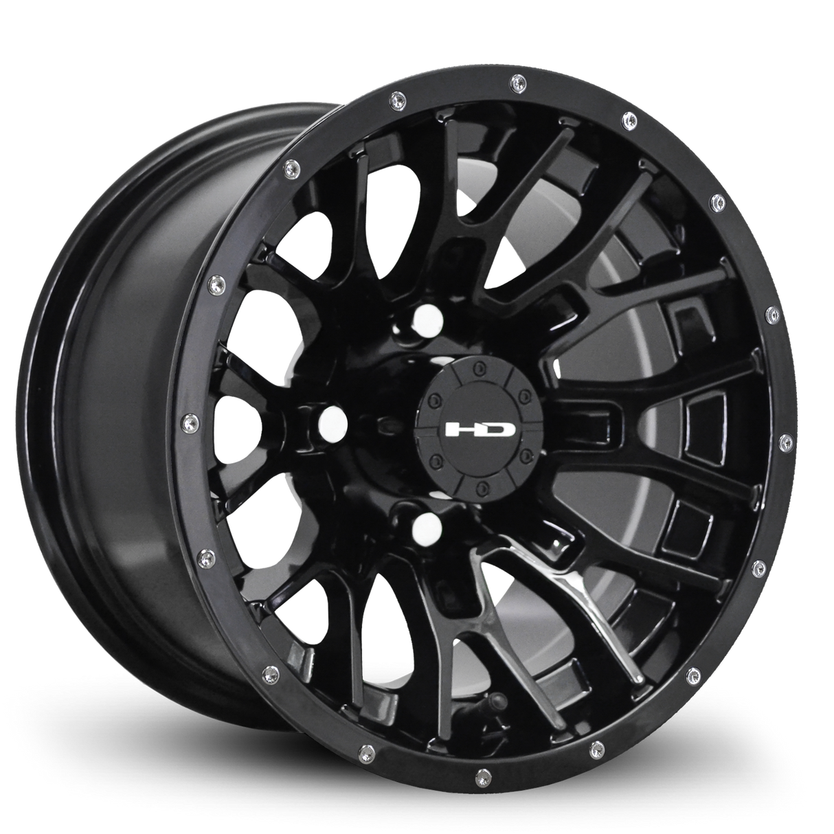 HD Golf RTC 14x7 | -14 Offset Gloss Black w/Black Rivet