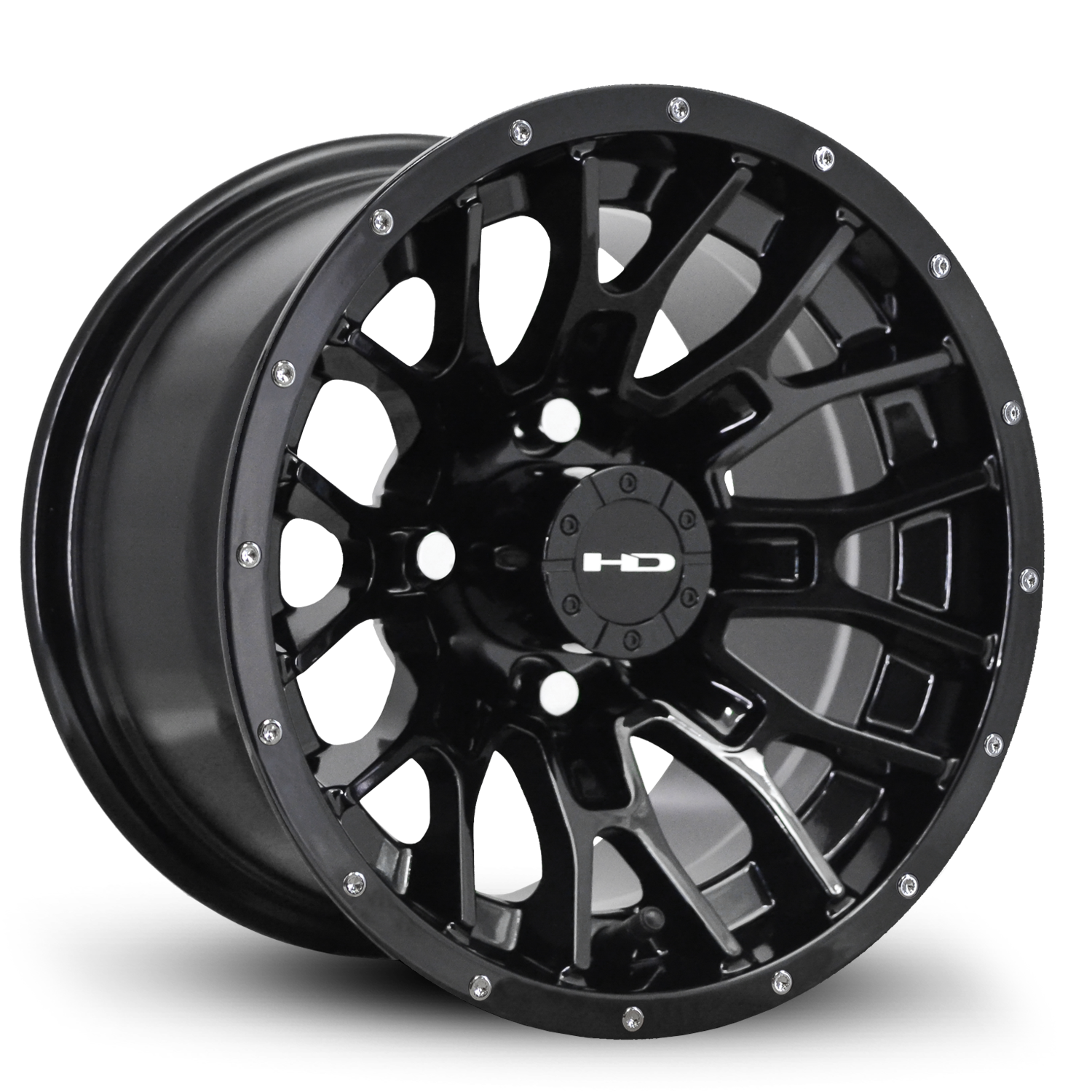 HD Golf RTC 14x7 | -14 Offset Gloss Black w/Black Rivet