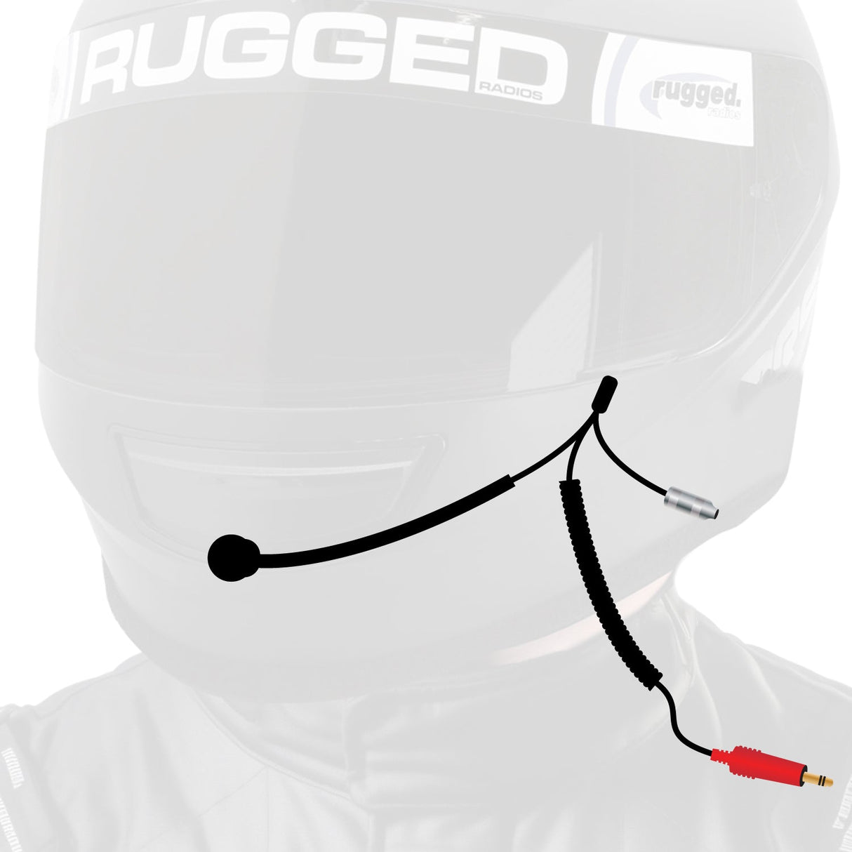 3C NASCAR Wired Coil Cord Helmet Kit with Mic and 3.5mm Jack