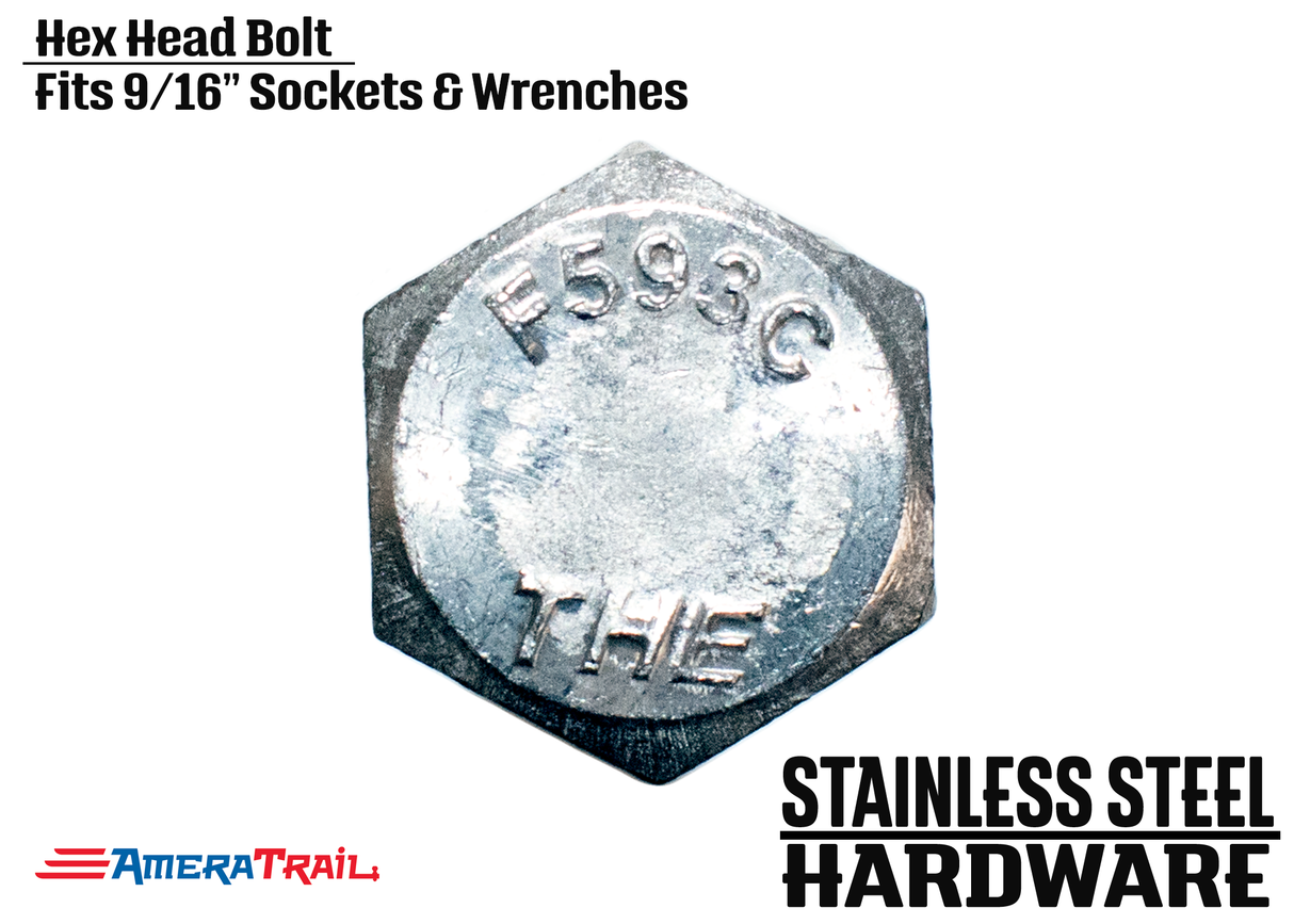 Stainless Steel Bolt 3/8 x 1", Hex Head - Available w/ Nut and Washer Hardware
