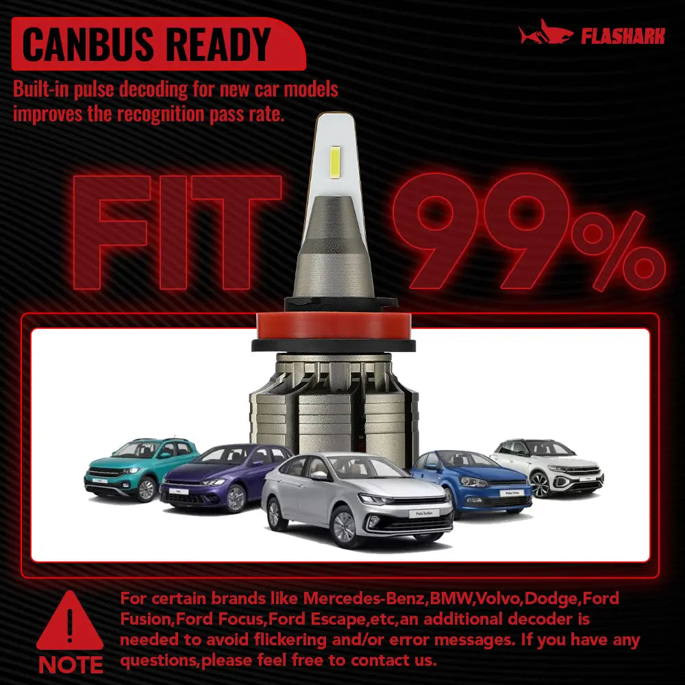 H11 H8 H9 LED Headlight Bulbs 60W 6500K ‎‎‎16000LM White 2Pcs for Chevrolet/Ford/Toyota/Dodge/GMC/Honda/Nissan/Lexus/Jeep/Mazda Flashark