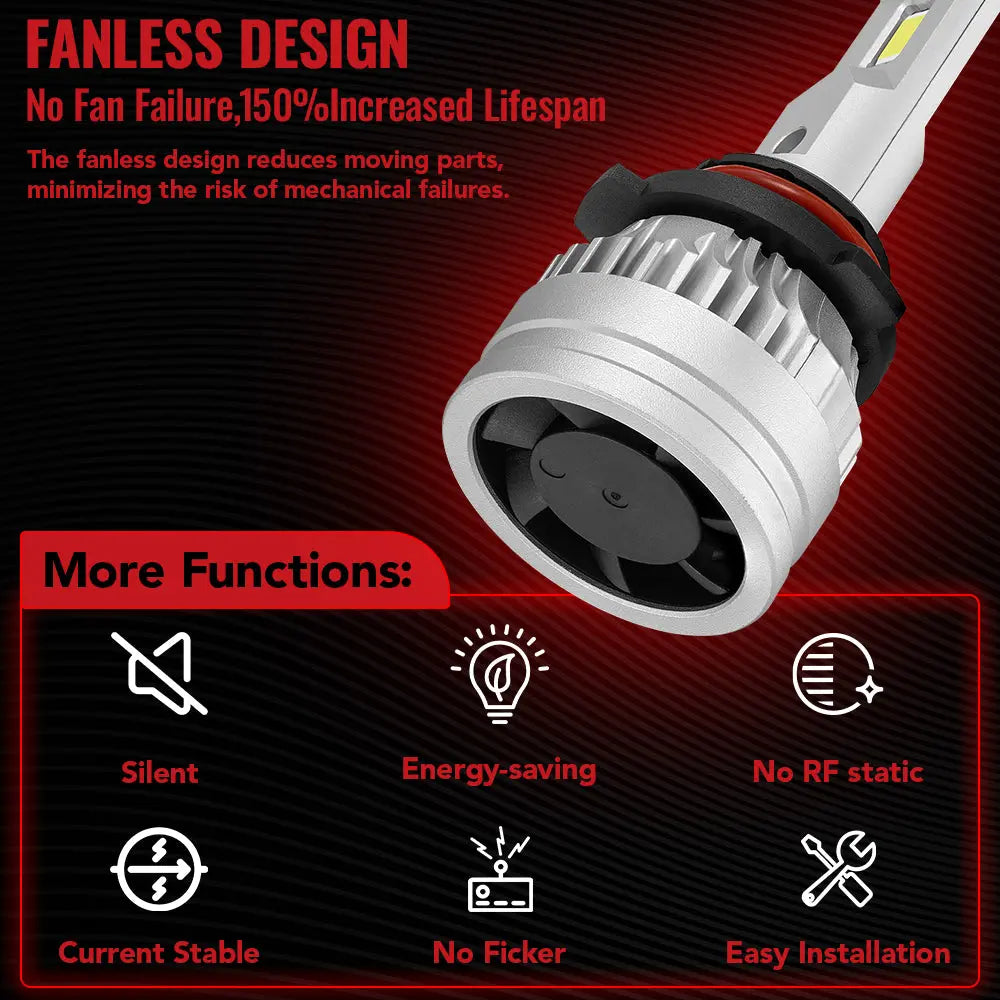 9006/HB4 LED Headlight Bulbs 100W 6500K ‎22000LM White 2Pcs for Chevrolet/Ford/GMC//Toyota/Dodge/Honda/Nissan/Lexus/Jeep/Mazda