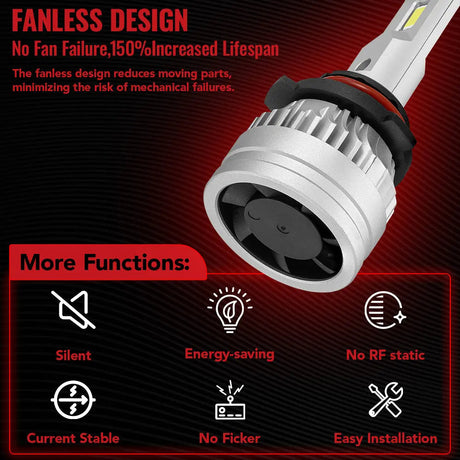 9006/HB4 LED Headlight Bulbs 100W 6500K ‎22000LM White 2Pcs for Chevrolet/Ford/GMC//Toyota/Dodge/Honda/Nissan/Lexus/Jeep/Mazda