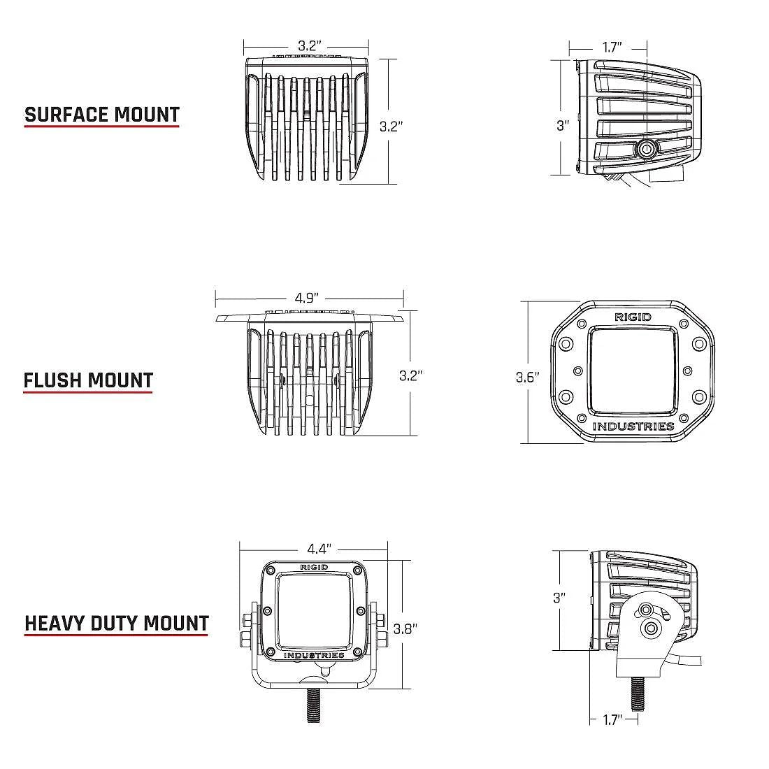 Rigid Industries D-SERIES PRO SPOT FM /2 MIDNIGHT  Flush Mount Far From Stock - Meyer Distributing
