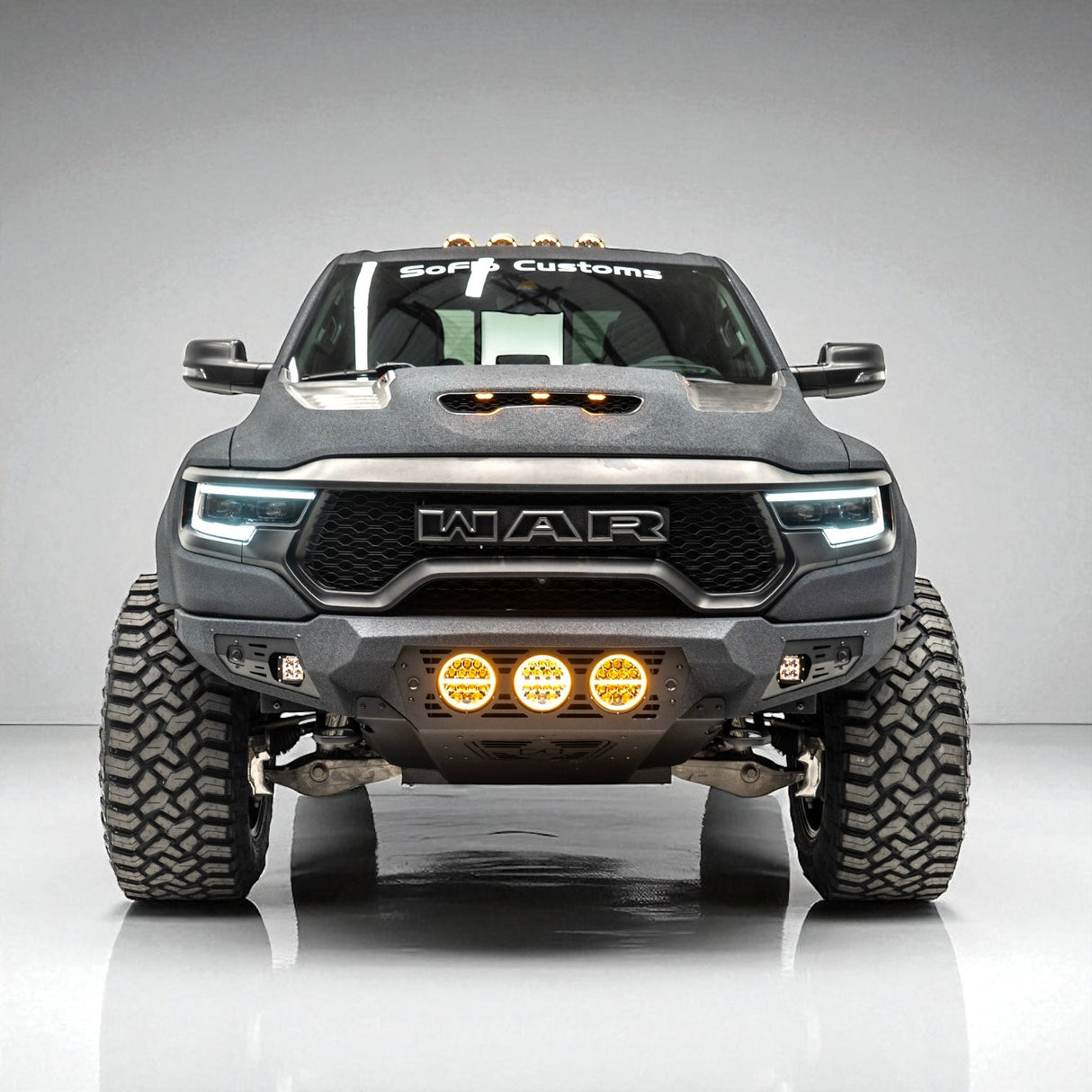 RAM TRX Baja Front Bumper w/ 3 Center Lights & Skid Plate 2021-2024