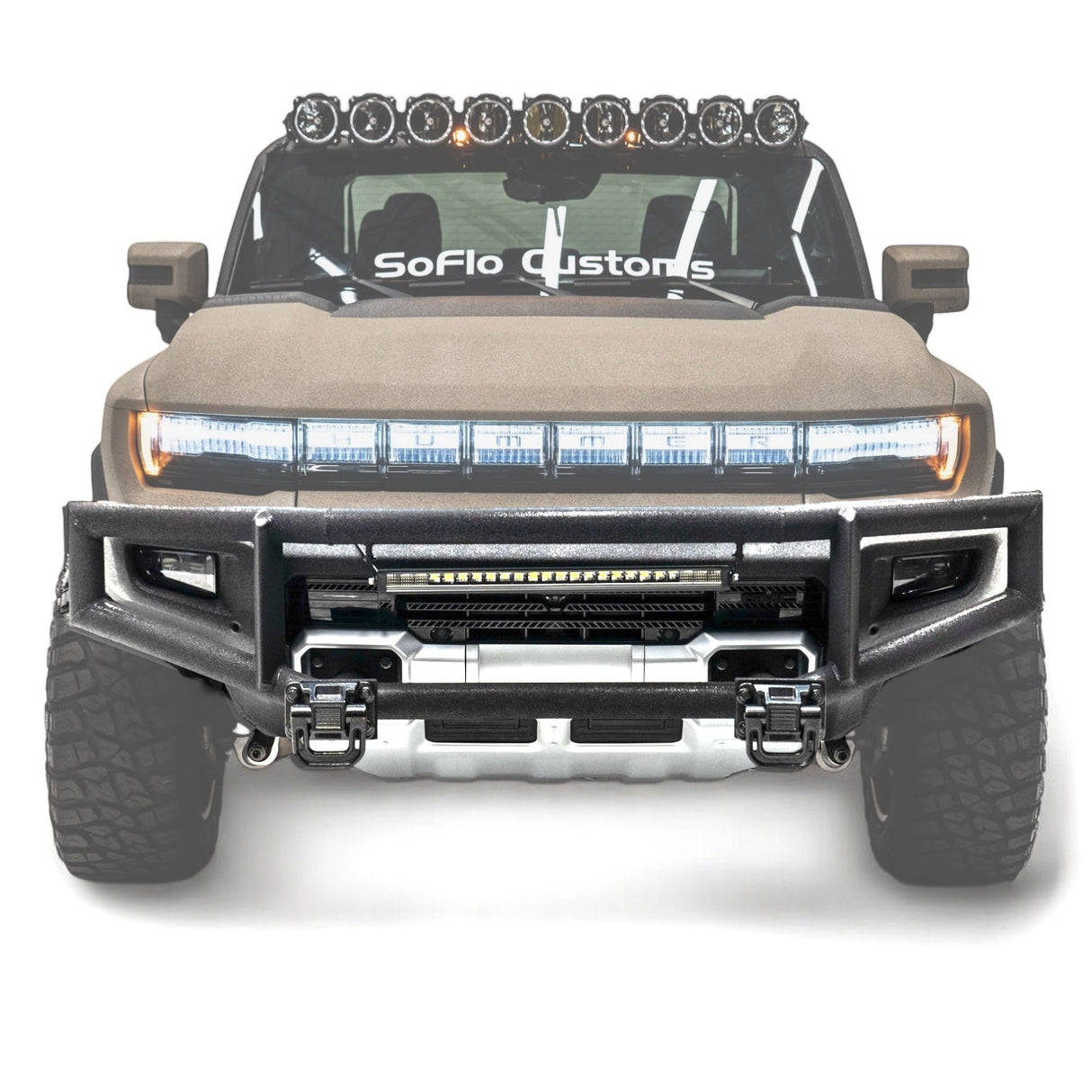 GMC Hummer EV Brush Guard Bull Bar Armor Coated Black 2021-2026