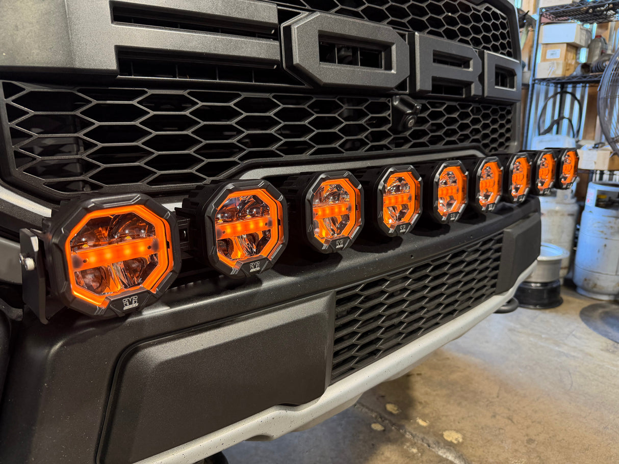 9 Light U-Con Interlocking Off Road LED Pod With Amber or White DRL Running Light GGLighting