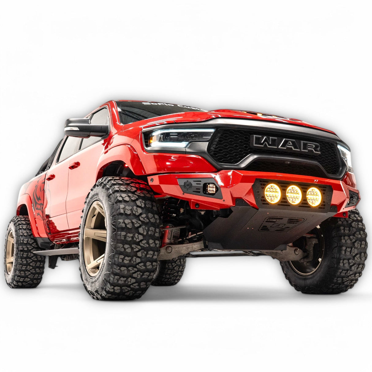 RAM TRX Baja Front Bumper w/ 3 Center Lights & Skid Plate 2021-2024