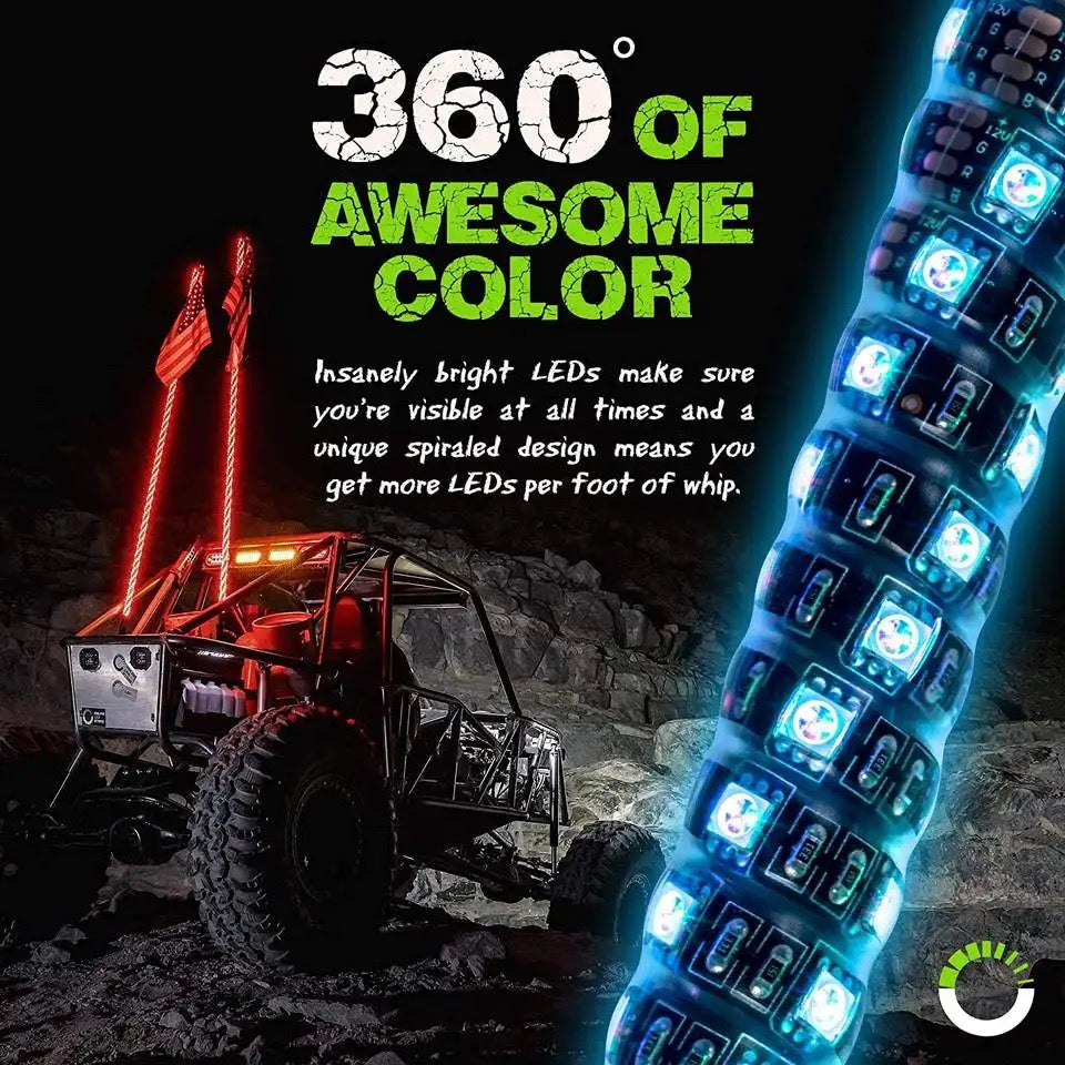 LED Whips 4’ single atv utv offroad