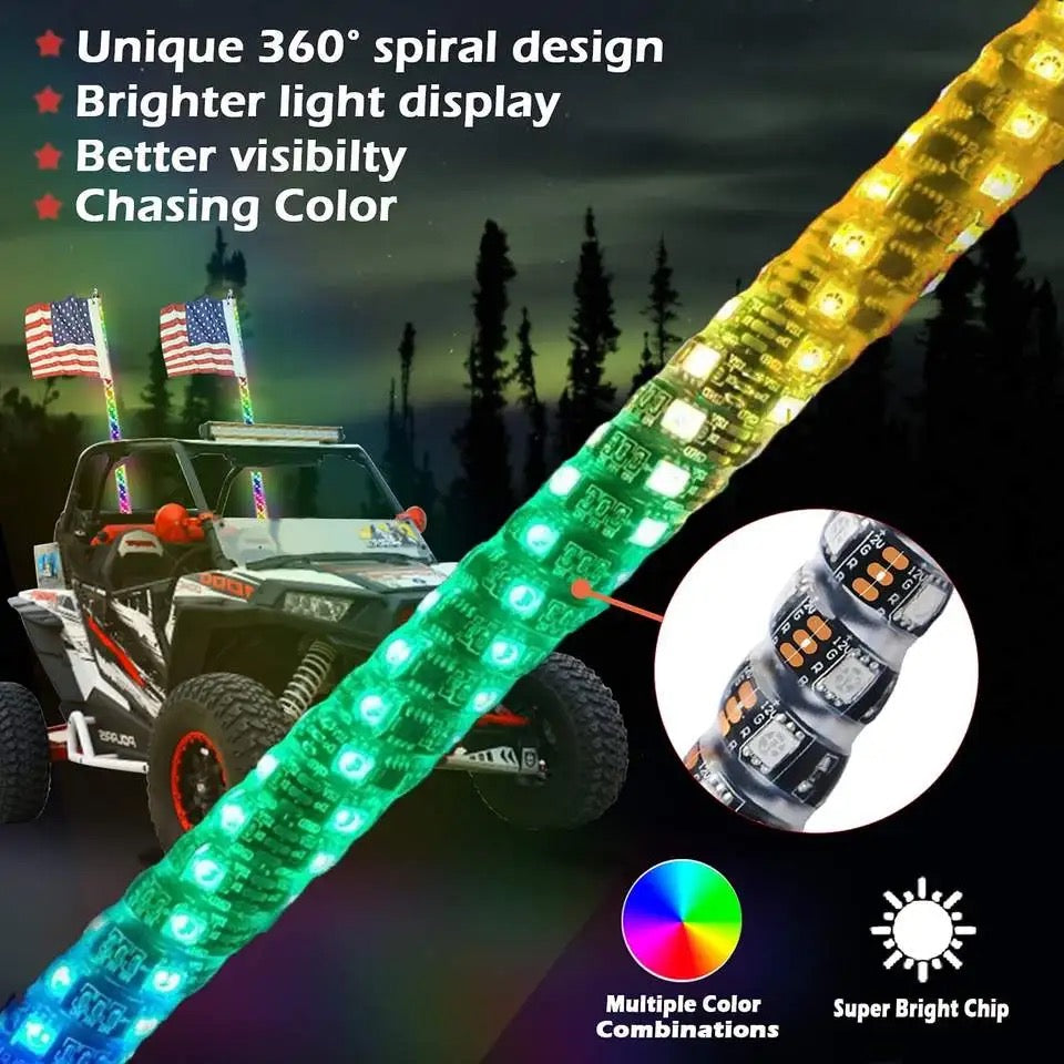 LED Whips 4’ single atv utv offroad