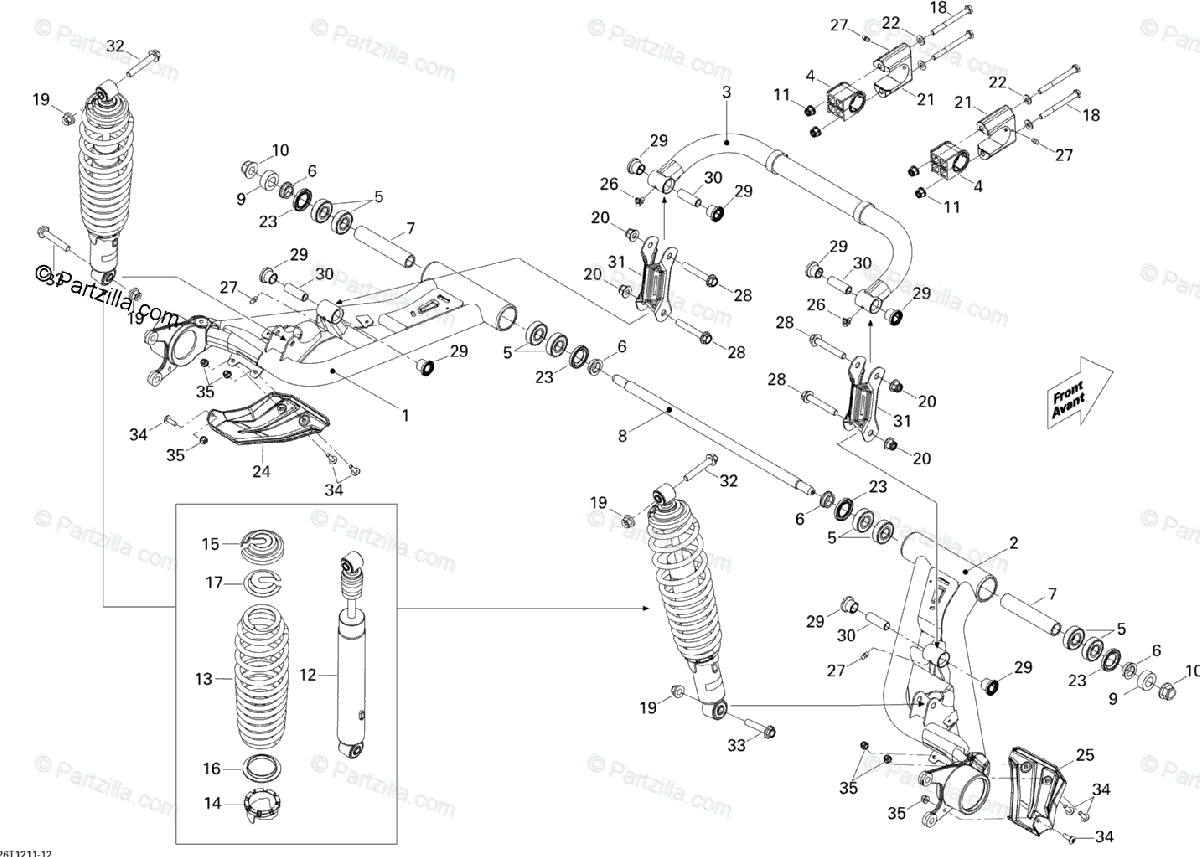 Bushing kit part locations 4,29,30