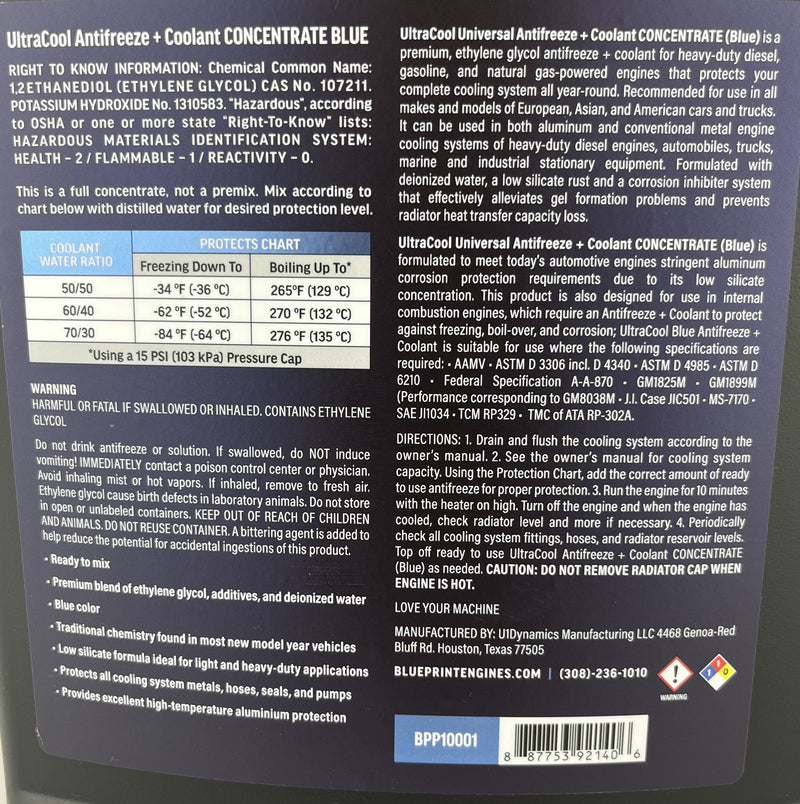 BluePrint Engines TrueBlue UltraCool Antifreeze Coolant CONCENTRATE