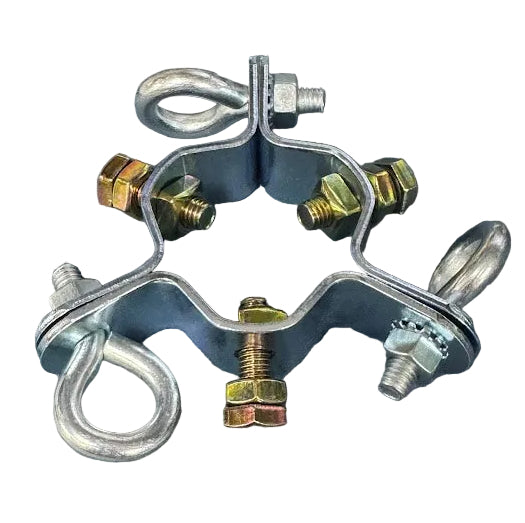 Antenna Down Guy Wire Clamp, 3-Way Guying, Fits Masts up to 2-1/4 inches, Heavy Duty ﻿ TekShack