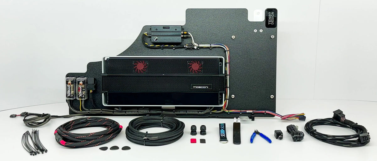 Mosconi-Gladen Loaded Subwoofer 2500wrms Amplifier Rack for Ford F-Series Vehicles (All Factory Systems including B&O Unleashed)