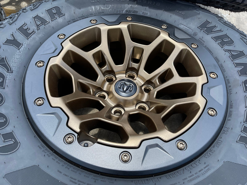 18" Dodge Ram 1500 RHO TRX Beadlock OEM bronze wheel rim 2735 tires 35" NEW Texas Truck Tire