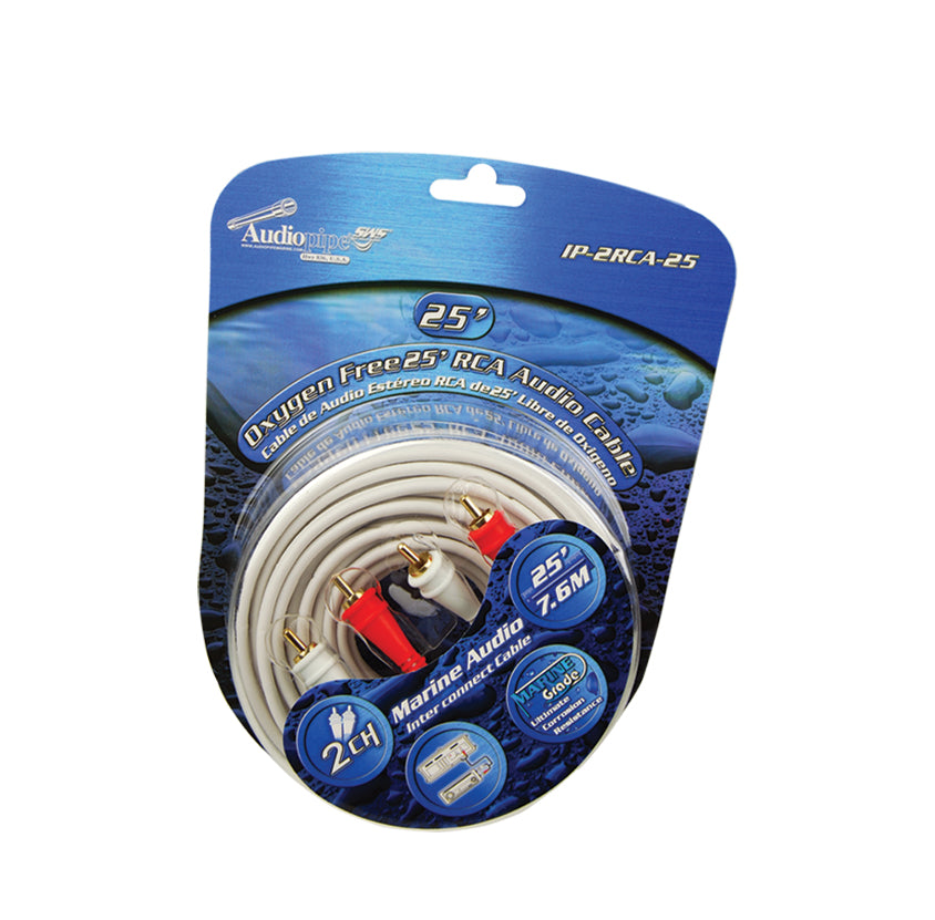 IP-2RCA-25 Oxygen Free 25’ (7.6 m) 2-Channel Marine Grade RCA Audio Cable Audiopipe