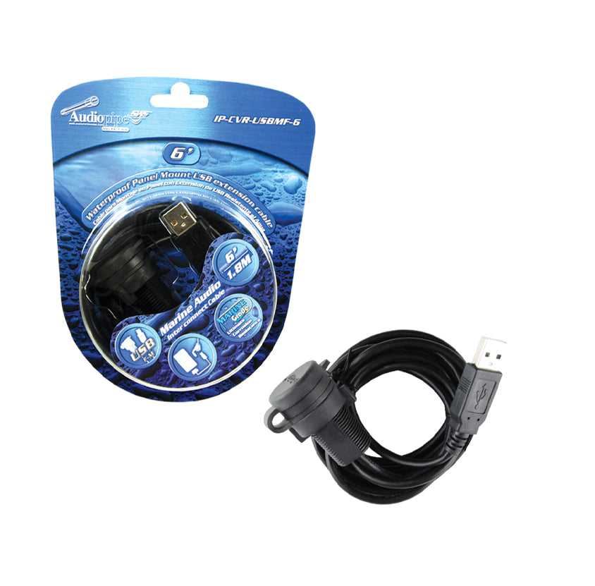 IP-CVR-USBMF-6 Waterproof 6’ (1.8 m) Marine Grade Panel Mount Extension Cable Audiopipe